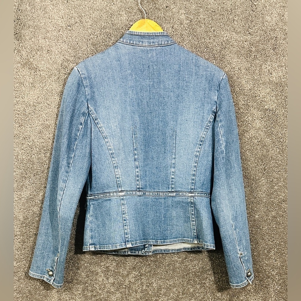 Talbots Denim Military Jacket Sz 6 | Stretch Jean Coat Y2K Indie Vibes - Picture 3 of 7